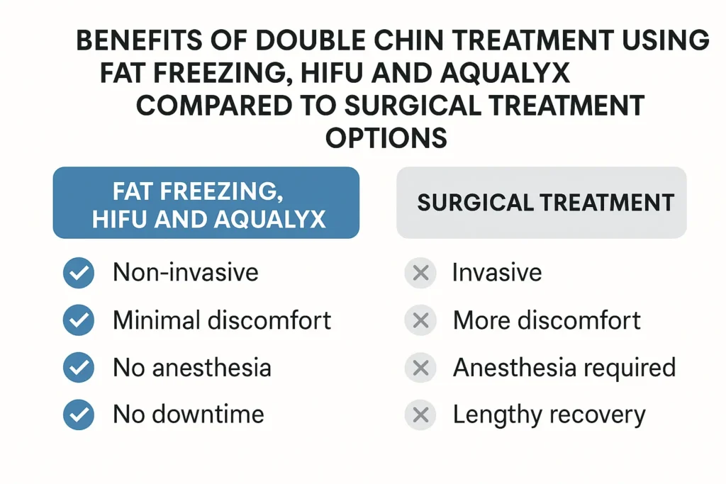 Graphic about the benefits of double chin treatment Gosport - from LA LIPO