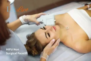 Woman having Hi-Fu to reduce wrinkles Gosport.