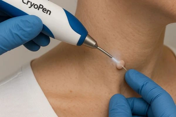 Person receiving Cryotherapy skin tag removal Gosport